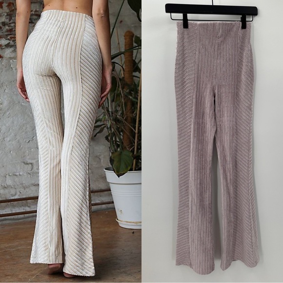 Free People Slim Pull On Velvet Flare Pants Size XS NEW - Picture 4 of 4